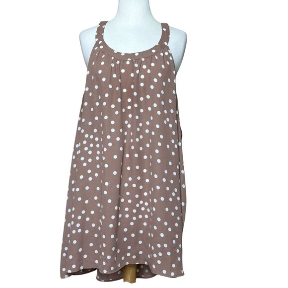 Torrid Womens Georgette Taupe White Polka Dot Plus Size 4 - Picture 1 of 9